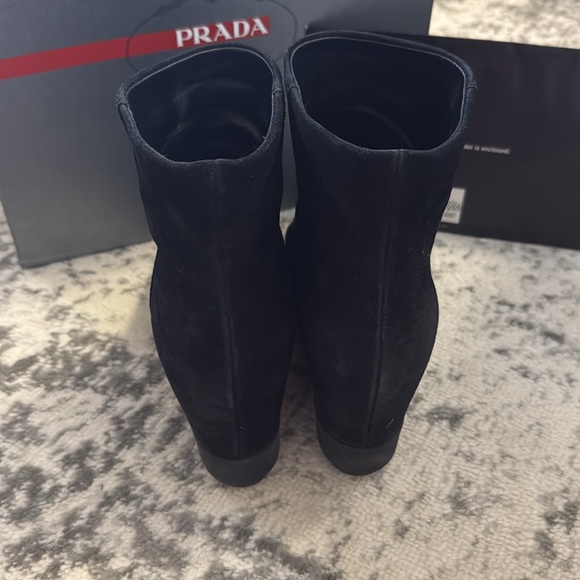 Prada Suede Wedge Ankle Boot - Picture 2 of 12